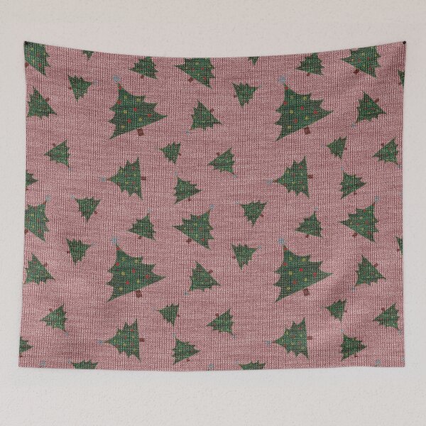 Item preview, Rose Pink Green Christmas Tree Knitted Woollen Texture designed and sold by James-Cole.