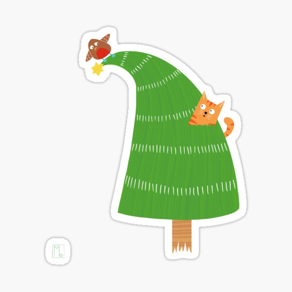Happy Catmas and Robin Sticker