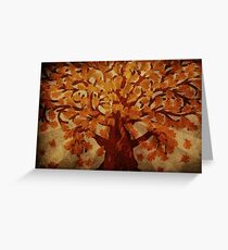 Grunge autumn oak tree Greeting Card