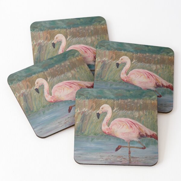 Item preview, Pink flamingo on the Muga River  designed and sold by Natalia_Shchip.