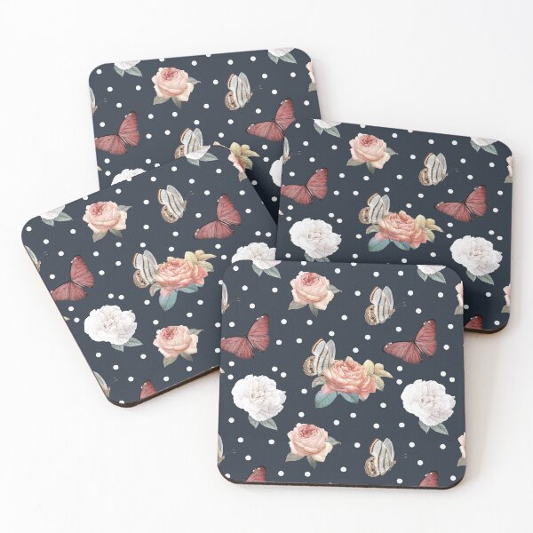 Item preview, Vintage flowers and butterfly in polka dot backround designed and sold by FunnyChameleon.