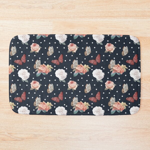 Item preview, Vintage flowers and butterfly in polka dot backround designed and sold by FunnyChameleon.