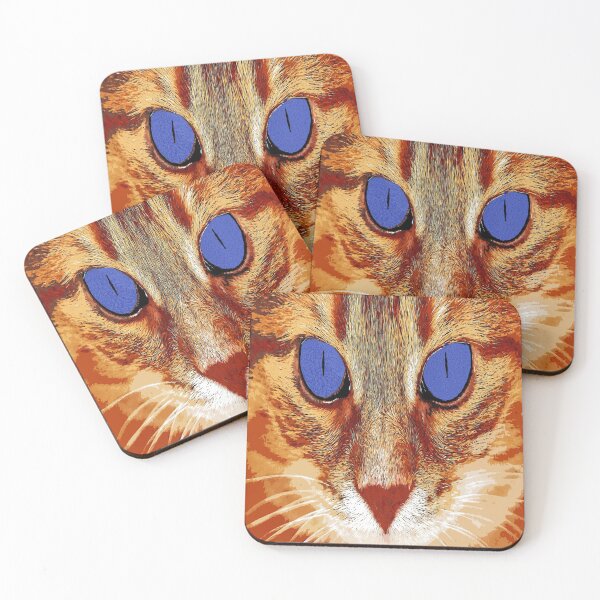 Item preview, Red cat with blue eyes color art designed and sold by artdragongift 15.