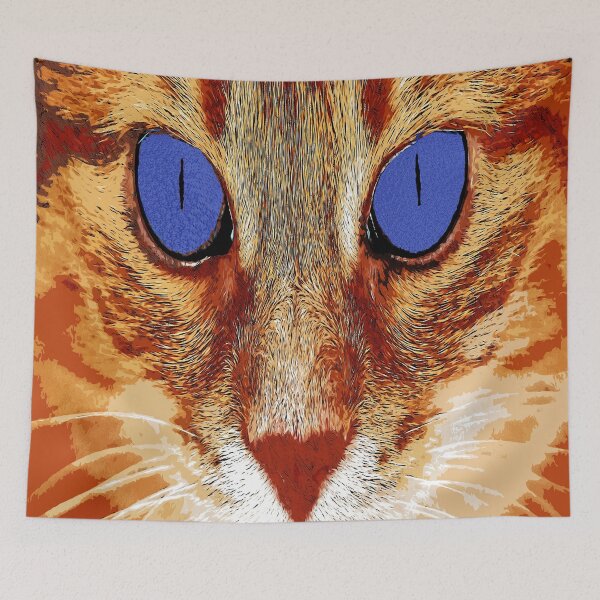 Item preview, Red cat with blue eyes color art designed and sold by artdragongift 15.