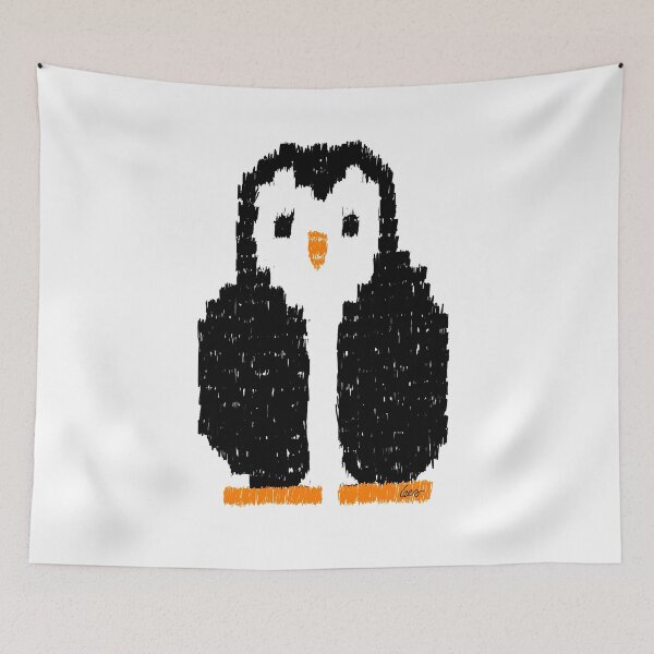 Aperçu de l'œuvre Pingouin damier fond blanc créée et vendue par MentaLee.