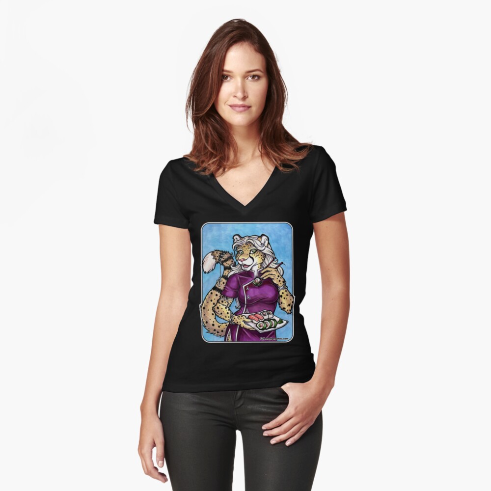 Item preview, Fitted V-Neck T-Shirt designed and sold by cybercat.