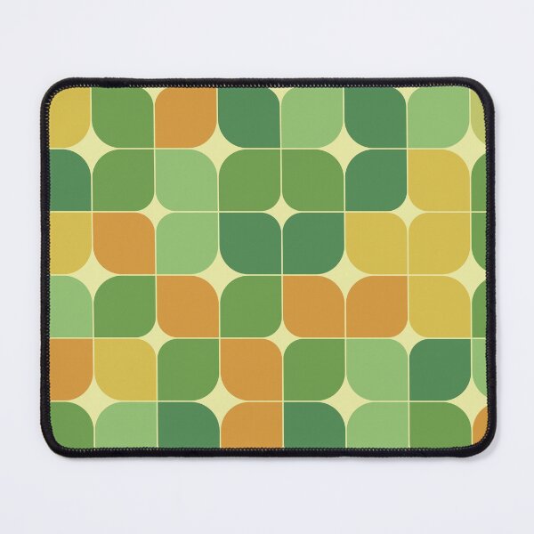 Item preview, Abstract retro 70s geometric green and orange leaves designed and sold by Yasminepatterns .