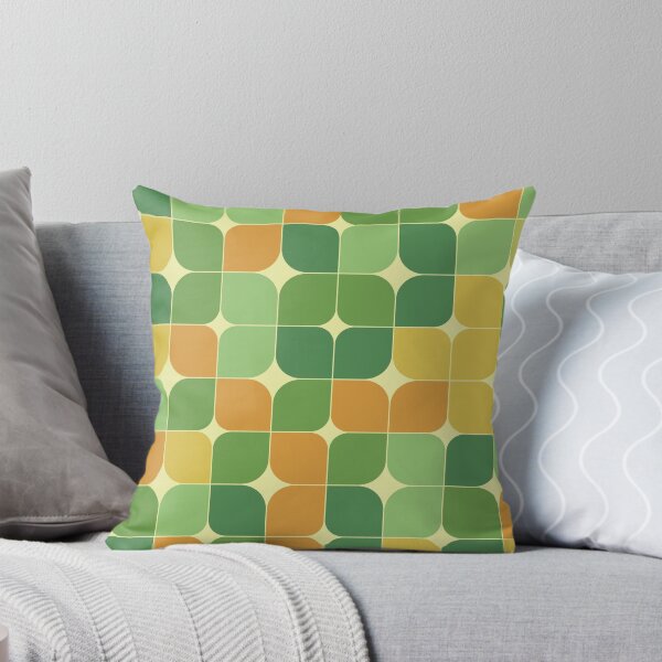 Item preview, Abstract retro 70s geometric green and orange  leaves  designed and sold by Yasminepatterns .