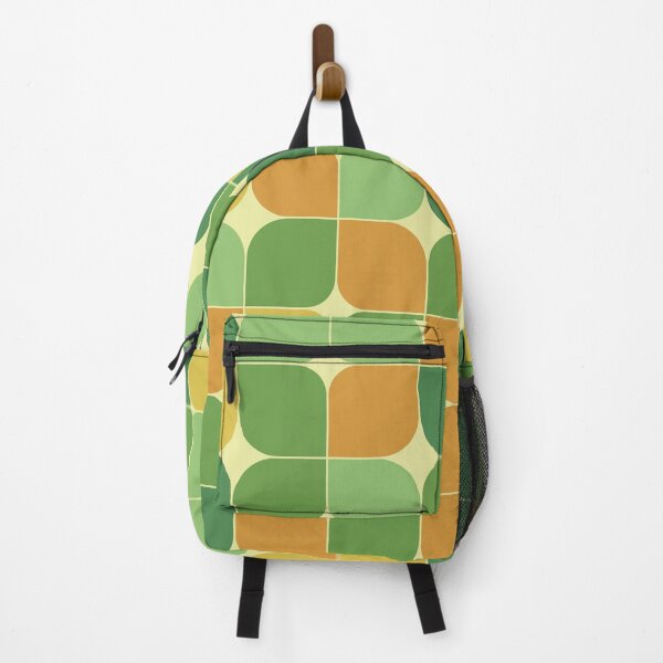 Item preview, Abstract retro 70s geometric green and orange leaves designed and sold by Yasminepatterns .