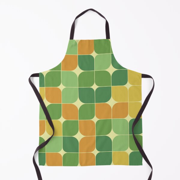 Item preview, Abstract retro 70s geometric green and orange leaves designed and sold by Yasminepatterns .