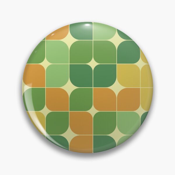 Item preview, Abstract retro 70s geometric green and orange  leaves  designed and sold by Yasminepatterns .