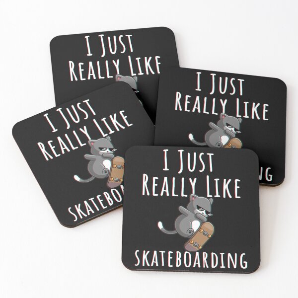 Item preview, I Just Really Like Skateboarding - Funny and cute Cat Skateboarding  designed and sold by YerrouDesing.