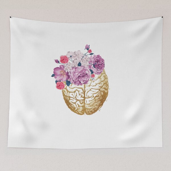 Item preview, Vintage Brain Anatomy with flowers designed and sold by Lawandmedical.