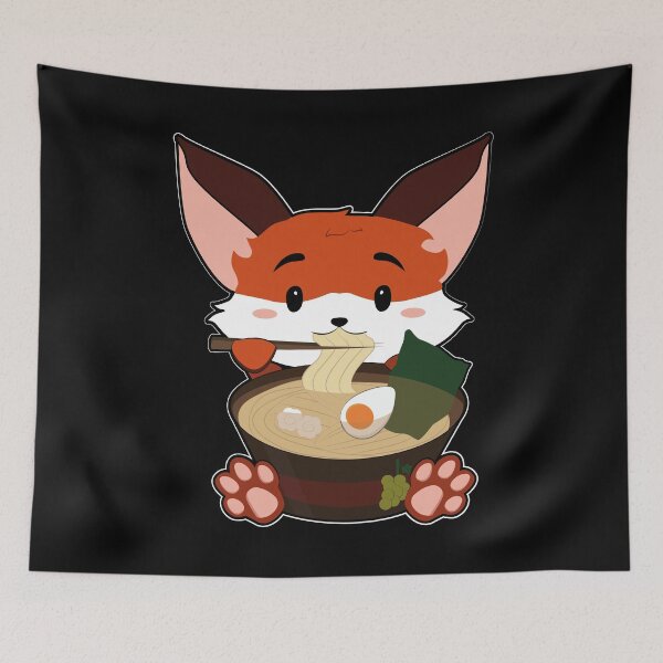 Item preview, Anime Cute Fox Japanese Ramen Noodles Kawaii Gift print designed and sold by theodoros20.