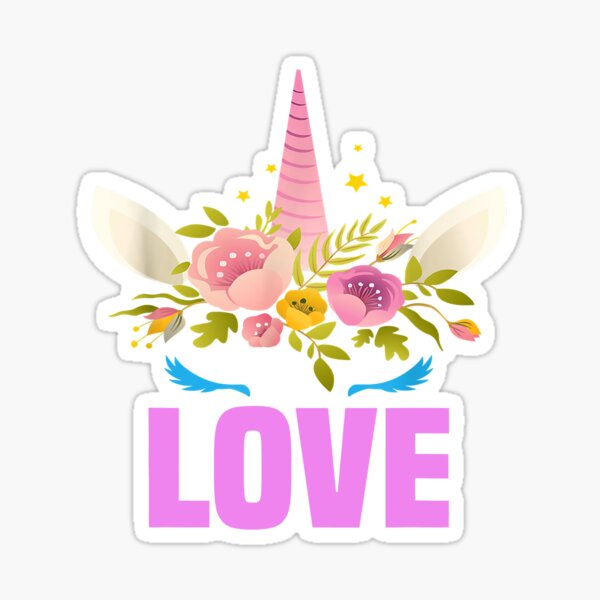 "Cute unicorn face love valentine day for women" Sticker for Sale by ...