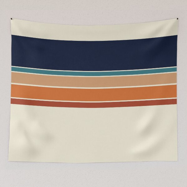 Item preview, Retro Horizontal Stripes Orange Rust Blue designed and sold by MonstersMashU.