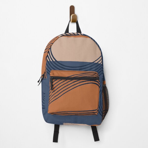 Item preview, Abstract lines color block (navy-brunt orange-beige) designed and sold by Aimio.