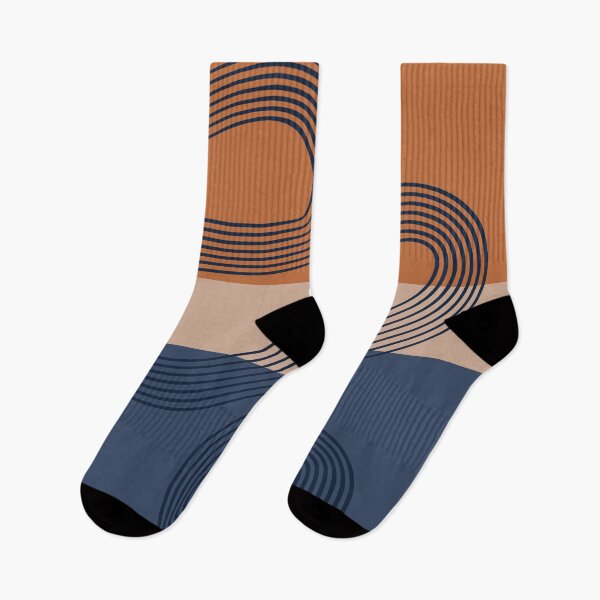 Item preview, Abstract lines color block (navy-brunt orange-beige) designed and sold by Aimio.
