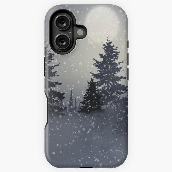 Item preview, Monochrome Magic Moon In Winter Forest Landscape designed and sold by Saraartwork.