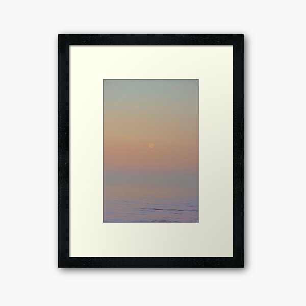 Moonset-Moonset Photograph-Moon-Sea And Moon-Tranquility-Serenity-Quietness Framed Art Print