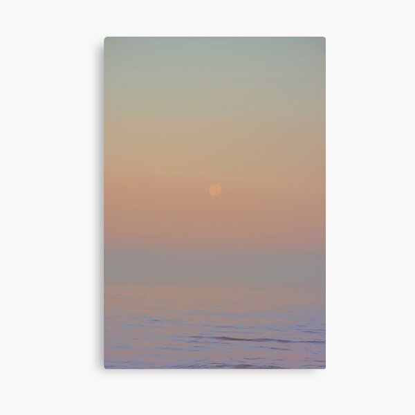 Moonset-Moonset Photograph-Moon-Sea And Moon-Tranquility-Serenity-Quietness Canvas Print