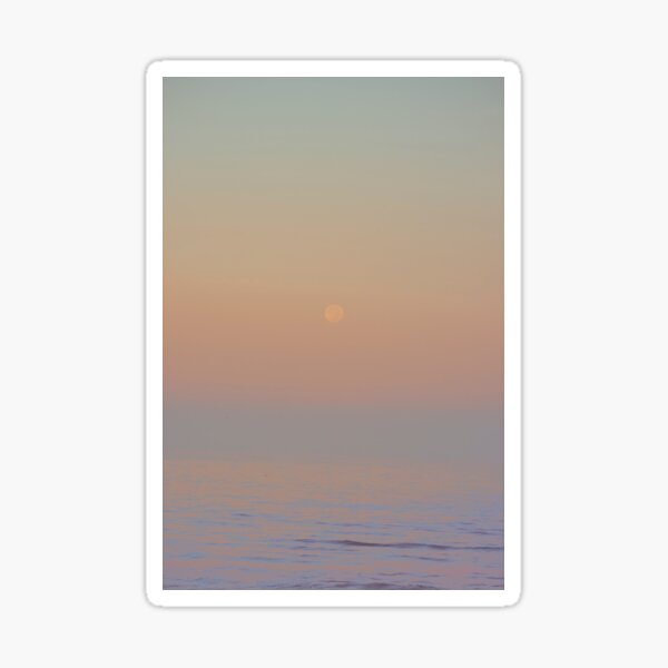 Moonset-Moonset Photograph-Moon-Sea And Moon-Tranquility-Serenity-Quietness Sticker