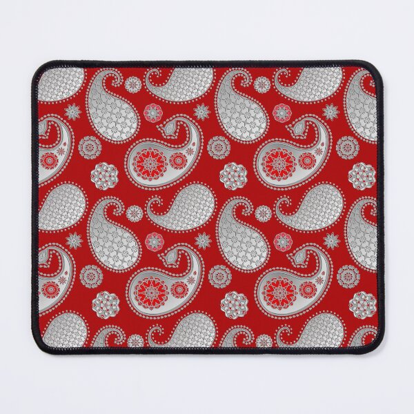 Item preview, Paisley pattern, Silver Gray / Grey on Deep Red designed and sold by Marymarice.