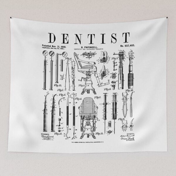 Artikelvorschau, Zahnarzt Zahnheilkunde Dental Tools Kit Vintage Patentdruck entworfen und verkauft von GrandeDuc.