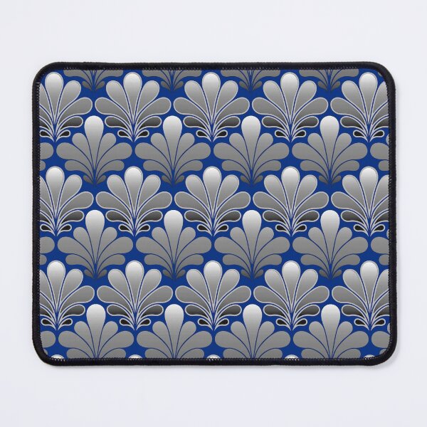 Item preview, Art Deco Shell Pattern, Silver and Cobalt Blue designed and sold by Marymarice.