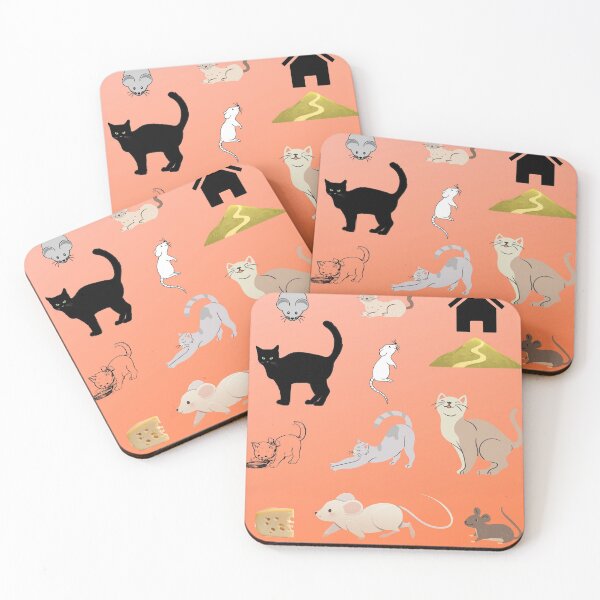 Item preview, Nice cats and mice Orange background designed and sold by Anahit Petrosyan Art Studio & Unique Print Designs for a Gift.