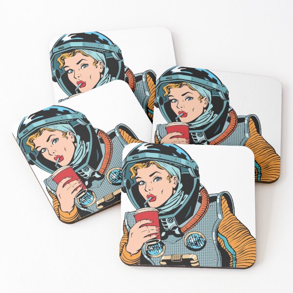 Item preview, Lady Astronaut Drinking Soda Vector Illustration designed and sold by ShopEasy9.