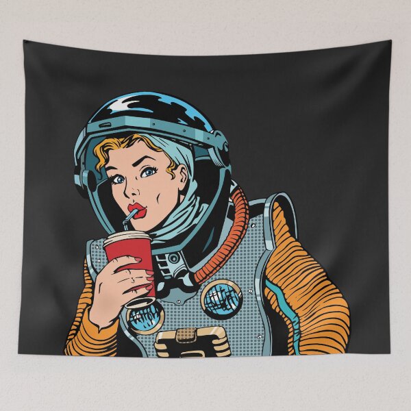 Item preview, Lady Astronaut Drinking Soda Vector Illustration designed and sold by ShopEasy9.