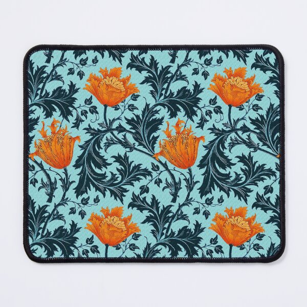 Item preview, William Morris Anemone, Indigo Blue and Coral designed and sold by Marymarice.