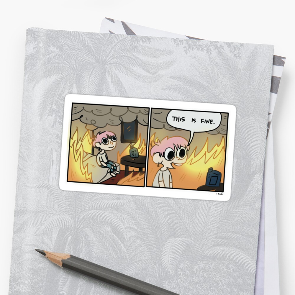 BTS Suga This Is Fine Meme Stickers By Baobae Redbubble