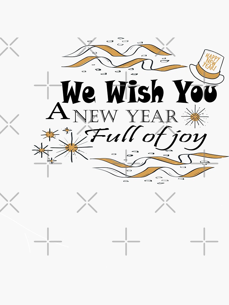 "We Wish You a new year full of joy Black" Sticker by AnythingMarket