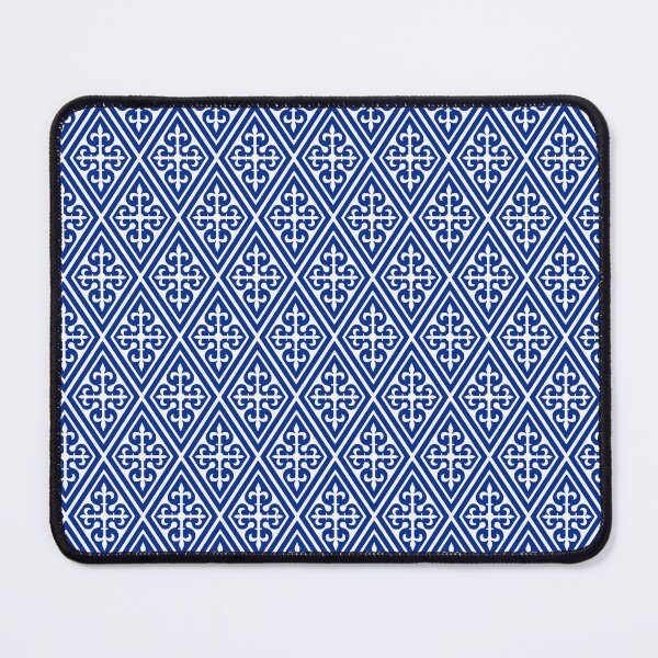 Item preview, Medieval Cross Damask, Cobalt Blue and White designed and sold by Marymarice.