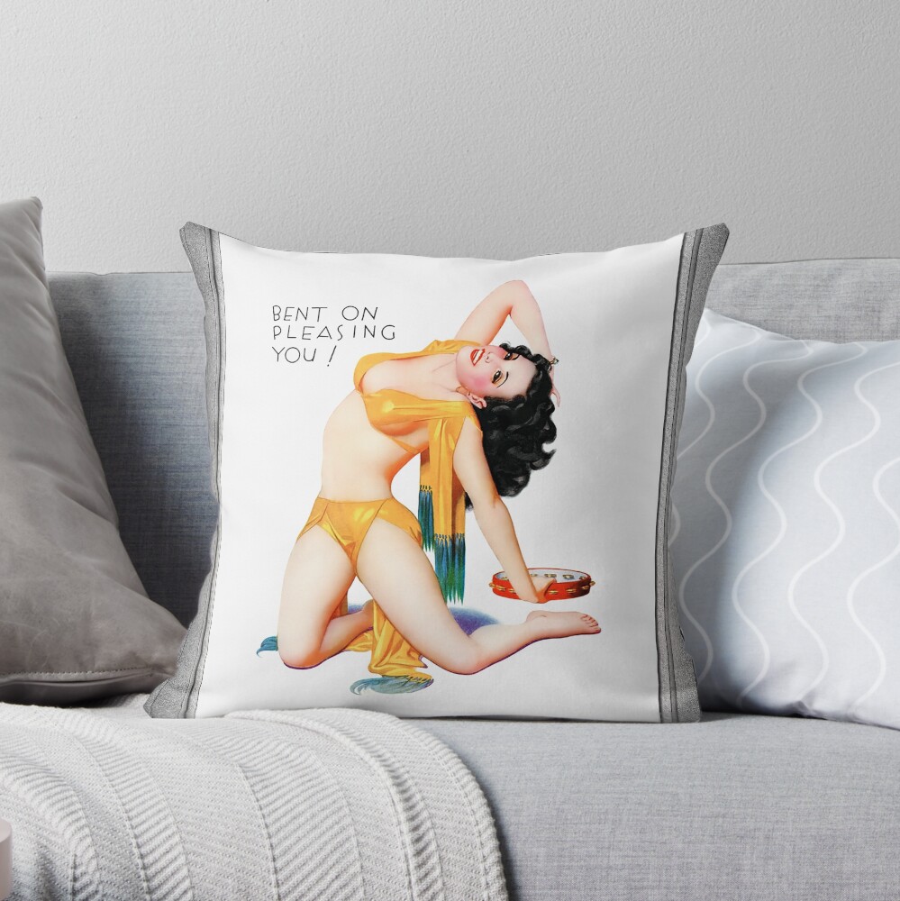 Bent On Pleasing You by Enoch Bolles - A Girls Delight 2 Bent On Pleasing You! by Enoch Bolles Remastered Vintage Art Xzendor7 Old Masters Reproductions Throw Pillow