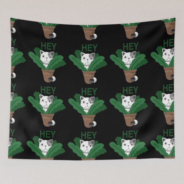 Item preview, Cat between plants sayes hey,  designed and sold by Designer-amjed.