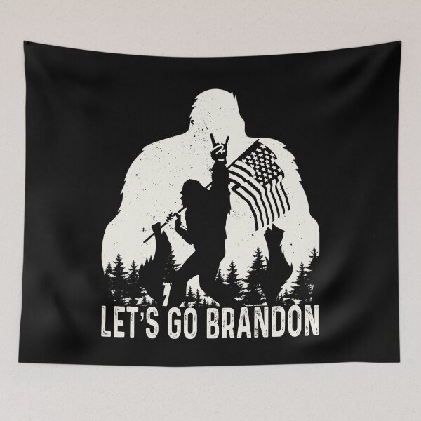 Item preview, Let's Go Brandon Camping Bigfoot Rock And Roll US Flag Retro designed and sold by GraphifyArt.