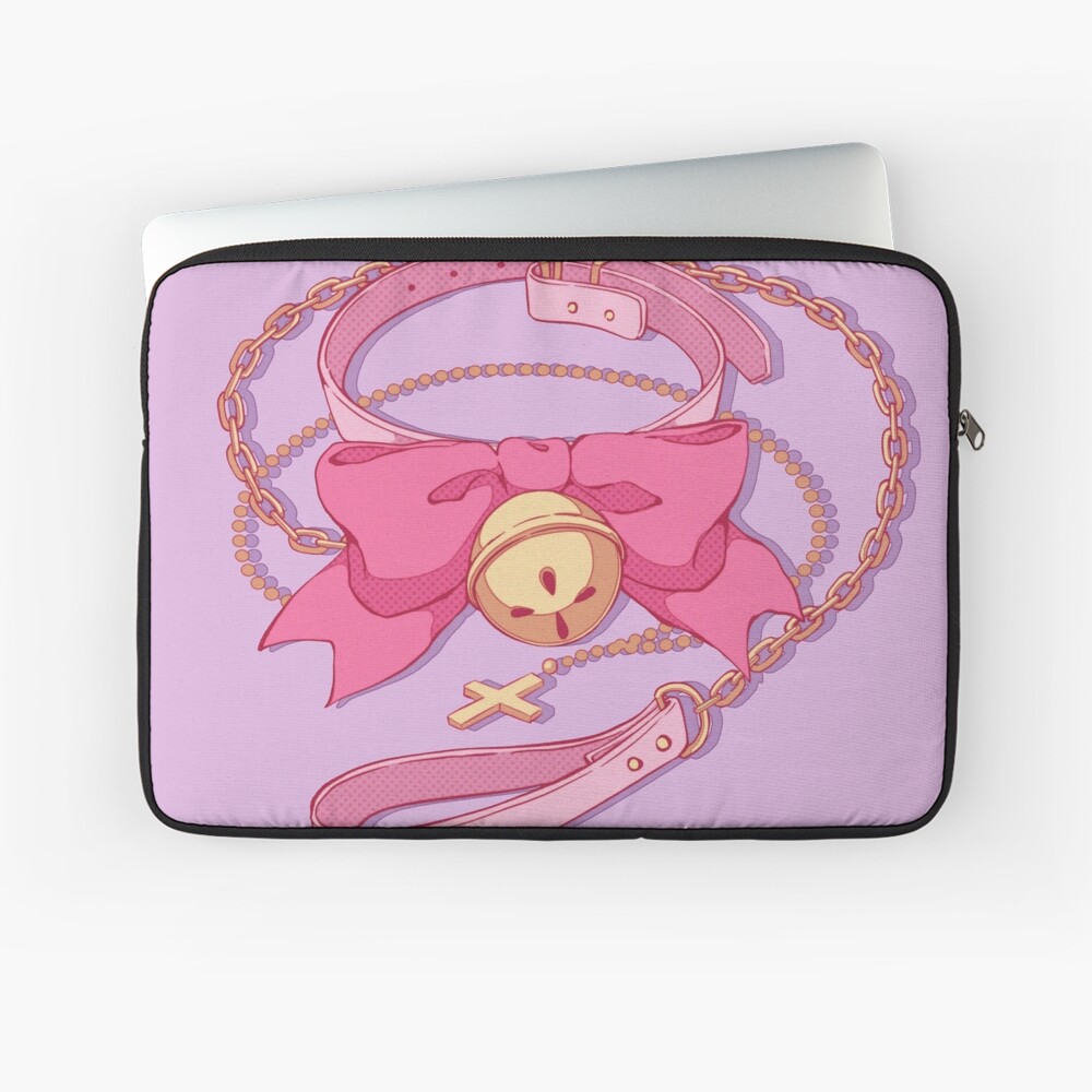 The cute pink cat bell collar choker with chains  iPhone Case