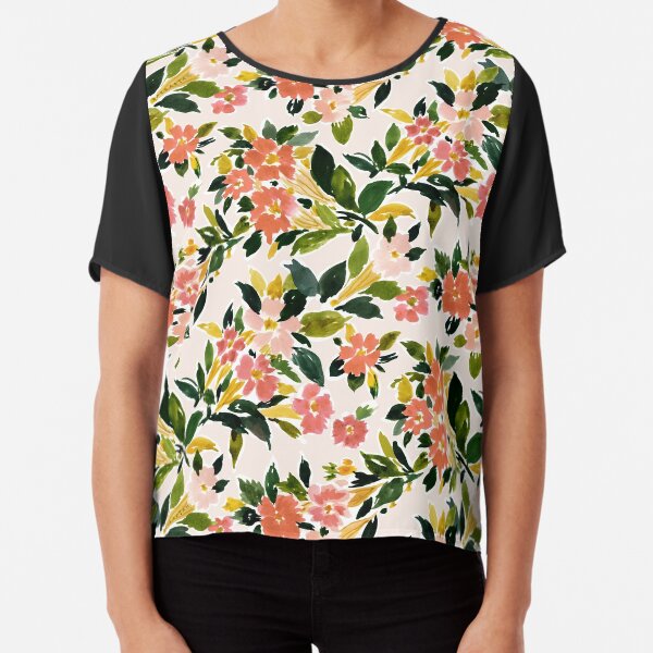POP OFFS Trumpet Flowers Chiffon Top