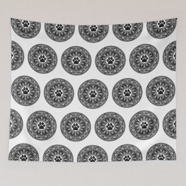 Item preview, Cat footprint - Black and white mandala art designed and sold by LorenaElenaArt.