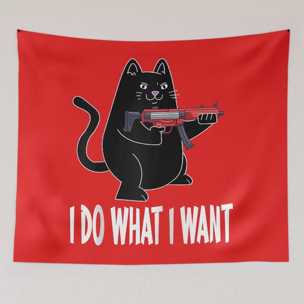 Item preview, I Do What I Want Cat With Gun Cat Funny Cat Lover  designed and sold by mjamerearieona.