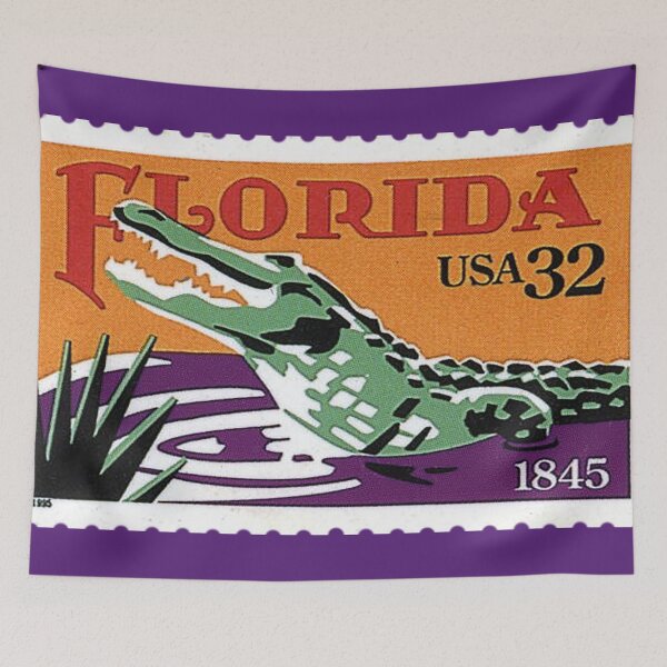Aperçu de l'œuvre Timbre-poste des États-Unis de Floride, Floride, Gator, Aligator, timbre-poste de 32 cents américains, timbre de l'État de Floride, marais, créée et vendue par Nostrathomas66.