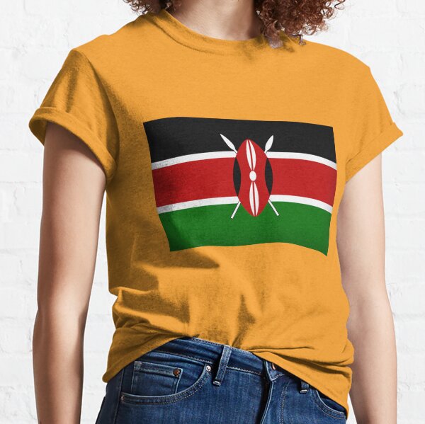  Kenya T-shirt Coat of arms Tee Flag souvenir Nairobi T-Shirt :  ביגוד, נעליים ותכשיטים