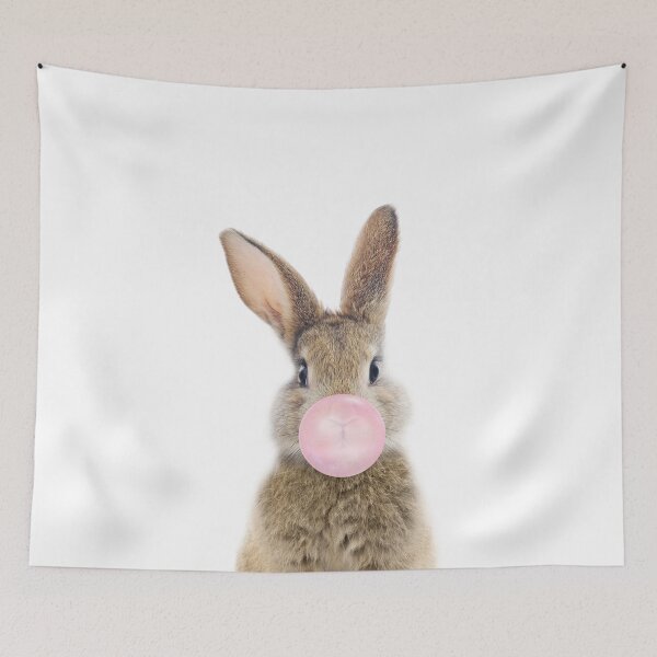 Item preview, Bunny Blowing Bubble Gum, Nursery Print by Zouzounio Art designed and sold by zouzounioart.