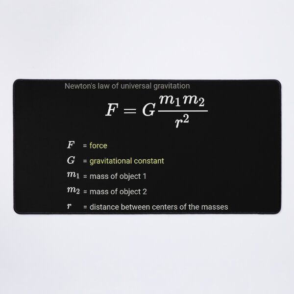Newton's law of universal gravitation Desk Mat