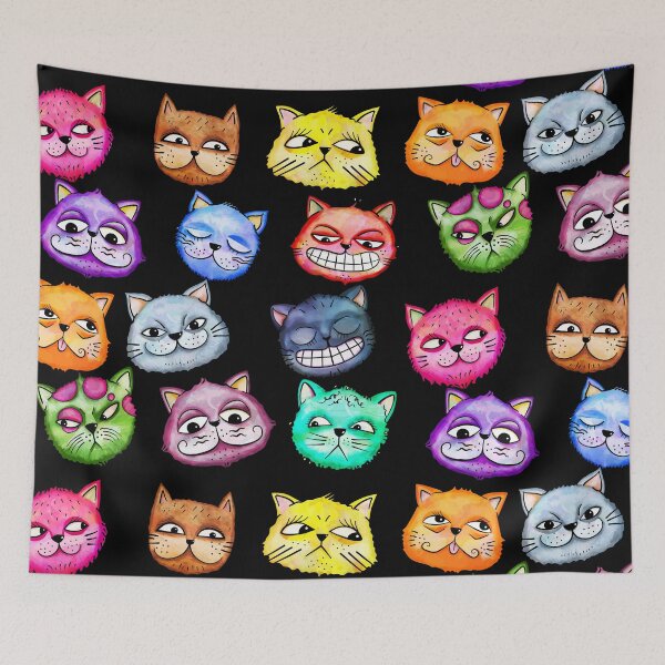 Item preview, Funny Watercolor Cute Cat Face Doodles designed and sold by Prawny.