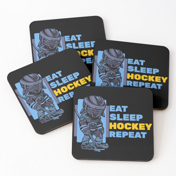 Item preview, Eat sleep hockey repeat funny dog hockey design designed and sold by AllLeftSides42.