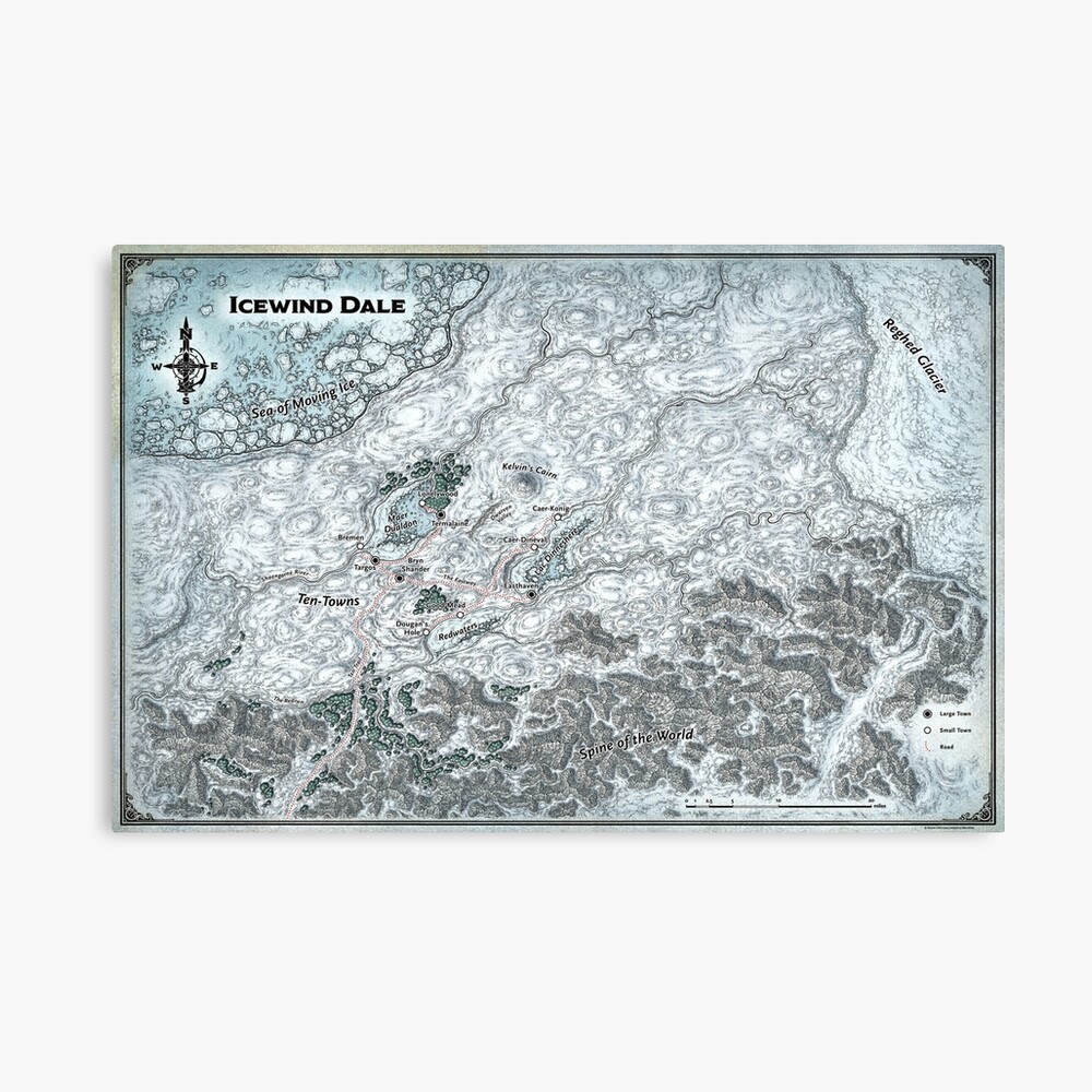 Icewind Dale Poster Map Dungeons And Dragons Icewind Dale Rime Of The Frostmaiden Map "  Photographic Print By Dgthenew1D | Redbubble